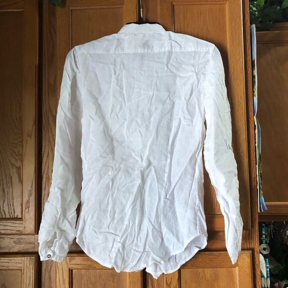 Massimo Dutti Ruffle Linen Hidden Front Button Up Blouse Size 36 - Picture 10 of 13